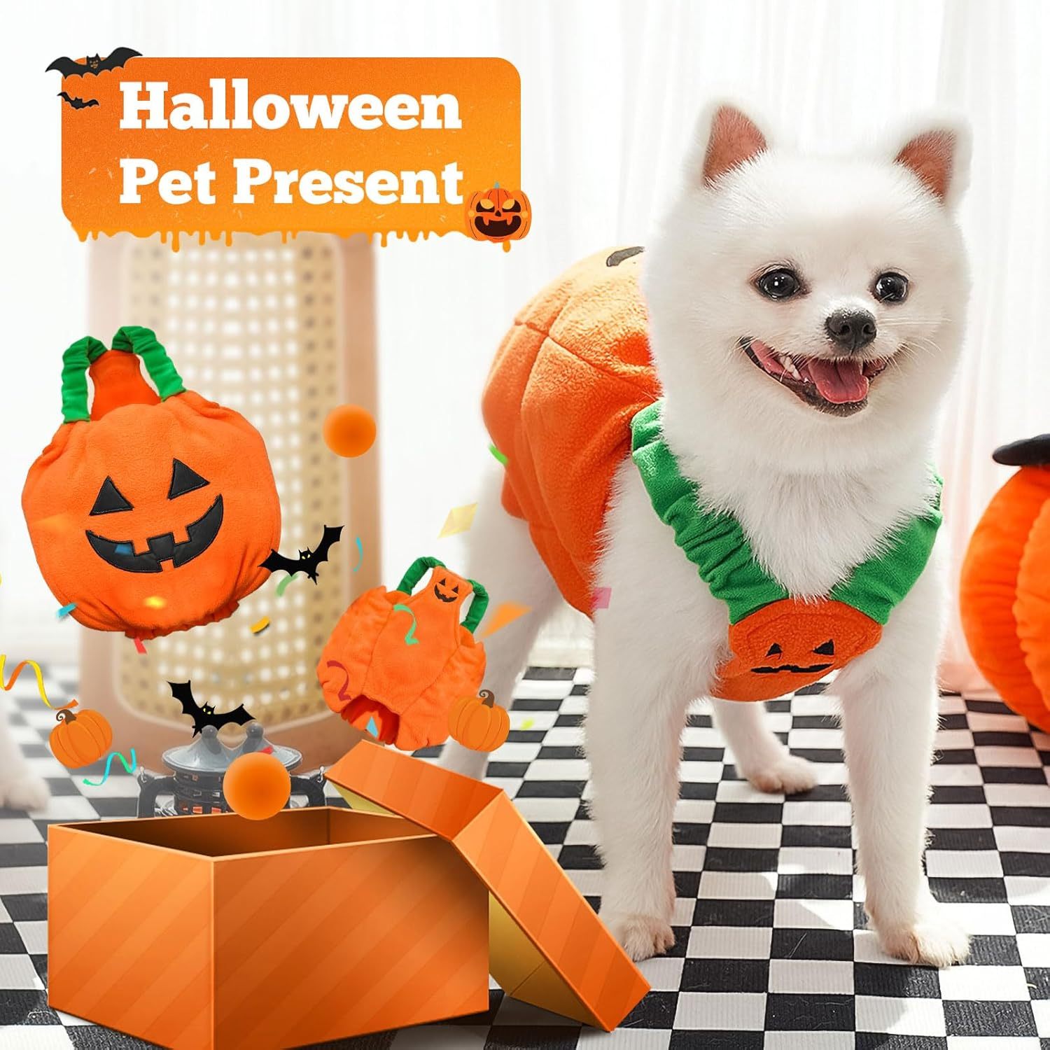 Funny Pumpkin Dog Halloween Costume Pet Dog Cat - Bellarte Enchanté Funny Pumpkin Dog Halloween Costume Pet Dog Cat